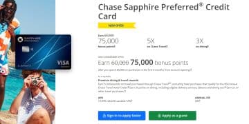 Chase Sapphire Preferred Card website.