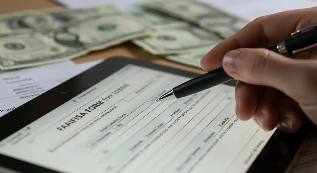 Detailed review of the 2025 FAFSA form on a tablet, emphasizing new requirements