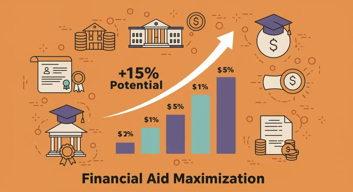 Graphic illustrating a 15% increase in potential financial aid through FAFSA optimization