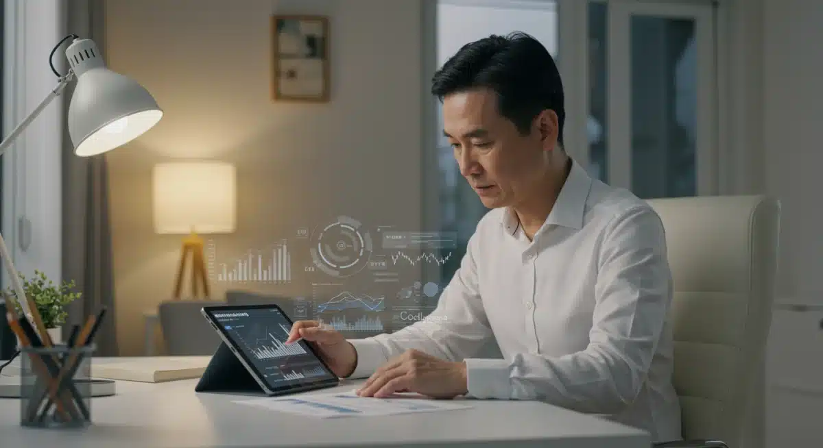 Person reviewing financial documents on tablet for debt refinancing.