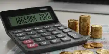 Calculator showing reduced interest rates with coins and bills, symbolizing smart debt consolidation in 2026.