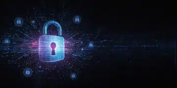 Digital padlock protecting data against escalating cyber threats, symbolizing future cybersecurity challenges.