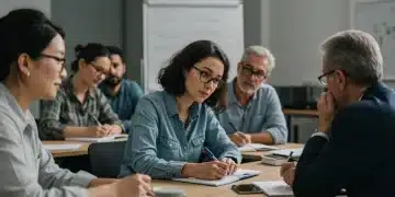 Adults engaged in a professional development workshop, symbolizing federal grants for continuing education.